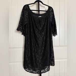 Ours Women’s Plus Elegant Black Lace Dress